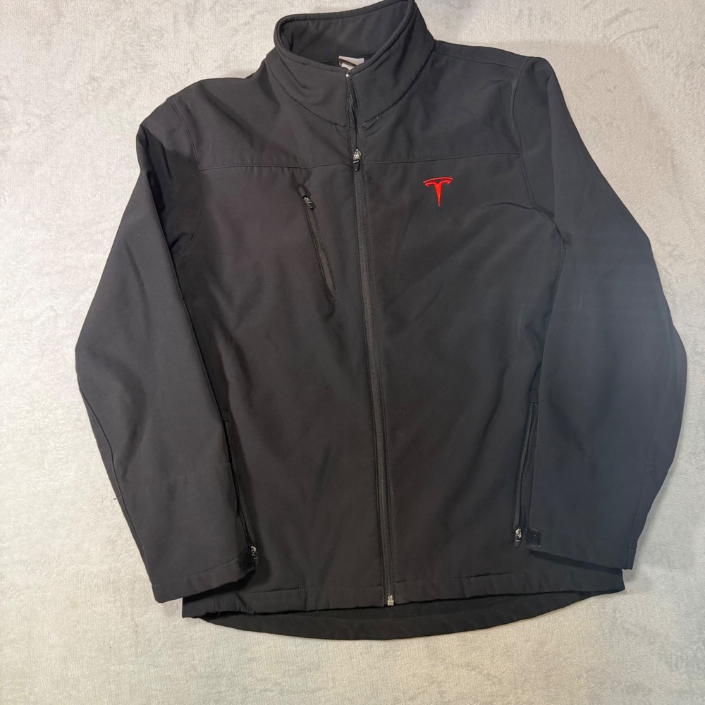 Tesla Mens Softshell Jacket Black Red Logo Embroidered Full‎ Zip TSL7853BK MD
